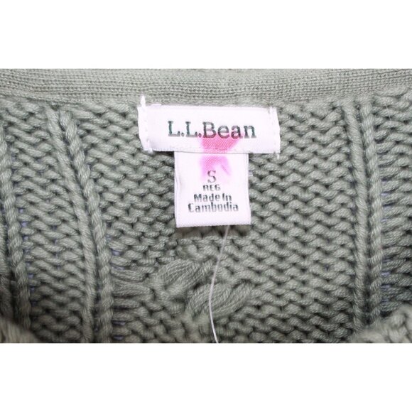 LL Bean Double L Cable Sweater Crewneck Bay Leaf Size Small - Picture 5 of 10